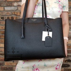 Kate spade LARGE Margaux laptop Tote Black LEATHER